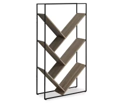 Dark Taupe 5-Shelf Slanted Bookcase