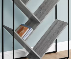 Gray 5-Shelf Slanted Bookcase 8 Gray 5-Shelf Slanted Bookcase -Home Style Shop 810512987 4