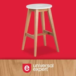 25.59" Oak & White Abacus Wood Counter Stool -Home Style Shop 810513499