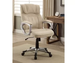 Fawn Tan Linen Executive Office Chair -Home Style Shop 810513549 3