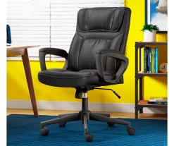 Hannah Black Bonded Leather Office Chair 22 Hannah Black Bonded Leather Office Chair -Home Style Shop 810513552 A0 12