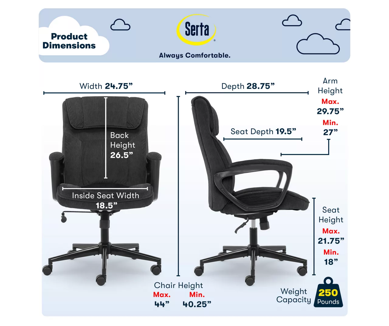 Hannah Charcoal Gray Microfiber Office Chair 12 Hannah Charcoal Gray Microfiber Office Chair - Image 12