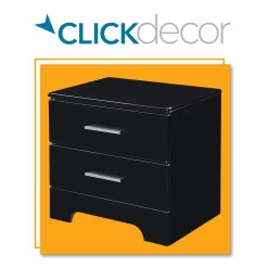 Black Hudson 2-Drawer Wood Nightstand -Home Style Shop 810513557