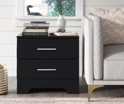 Black Hudson 2-Drawer Wood Nightstand -Home Style Shop 810513557 3