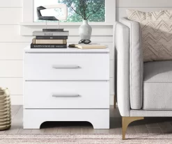 White Hudson 2-Drawer Wood Nightstand -Home Style Shop 810513558 3