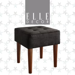 Aria Charcoal Grey Tufted Stool -Home Style Shop 810513578