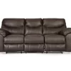 Boxberg Teak Faux Leather Reclining Sofa