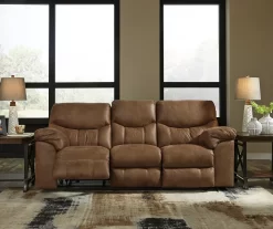 Boxberg Bark Faux Leather Reclining Sofa -Home Style Shop 810519664 2