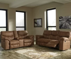 Boxberg Bark Faux Leather Reclining Sofa -Home Style Shop 810519664 810519667 1 1