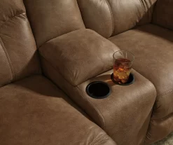 Boxberg Bark Faux Leather Reclining Console Loveseat -Home Style Shop 810519667 3