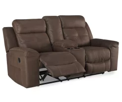 Jesolo Coffee Brown Reclining Console Loveseat -Home Style Shop 810519673 1