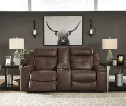 Jesolo Coffee Brown Reclining Console Loveseat -Home Style Shop 810519673 2