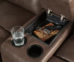 Jesolo Coffee Brown Reclining Console Loveseat -Home Style Shop 810519673 3