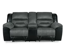 Earhart Faux Leather Reclining Console Loveseat