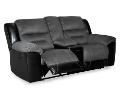 Earhart Faux Leather Reclining Console Loveseat -Home Style Shop 810519695 4