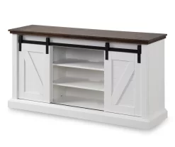 60" Dark Brown & White Barn Door TV Stand 5 60" Dark Brown & White Barn Door TV Stand -Home Style Shop 810523487 3