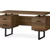 60" Walnut Woodgrain & Black Floating Desk