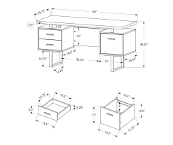 60" Walnut Woodgrain & Black Floating Desk 9 60" Walnut Woodgrain & Black Floating Desk -Home Style Shop 810527324 5