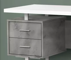 60" Concrete Gray & White Floating Desk 7 60" Concrete Gray & White Floating Desk -Home Style Shop 810527330 3