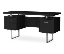60" Black & Silver Floating Desk