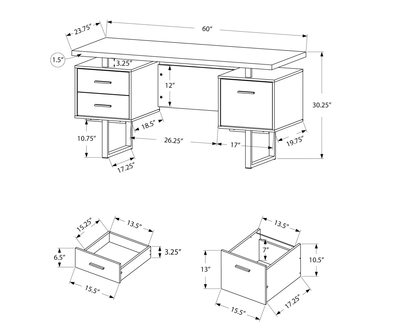 60" Black & Silver Floating Desk 5 60" Black & Silver Floating Desk - Image 5