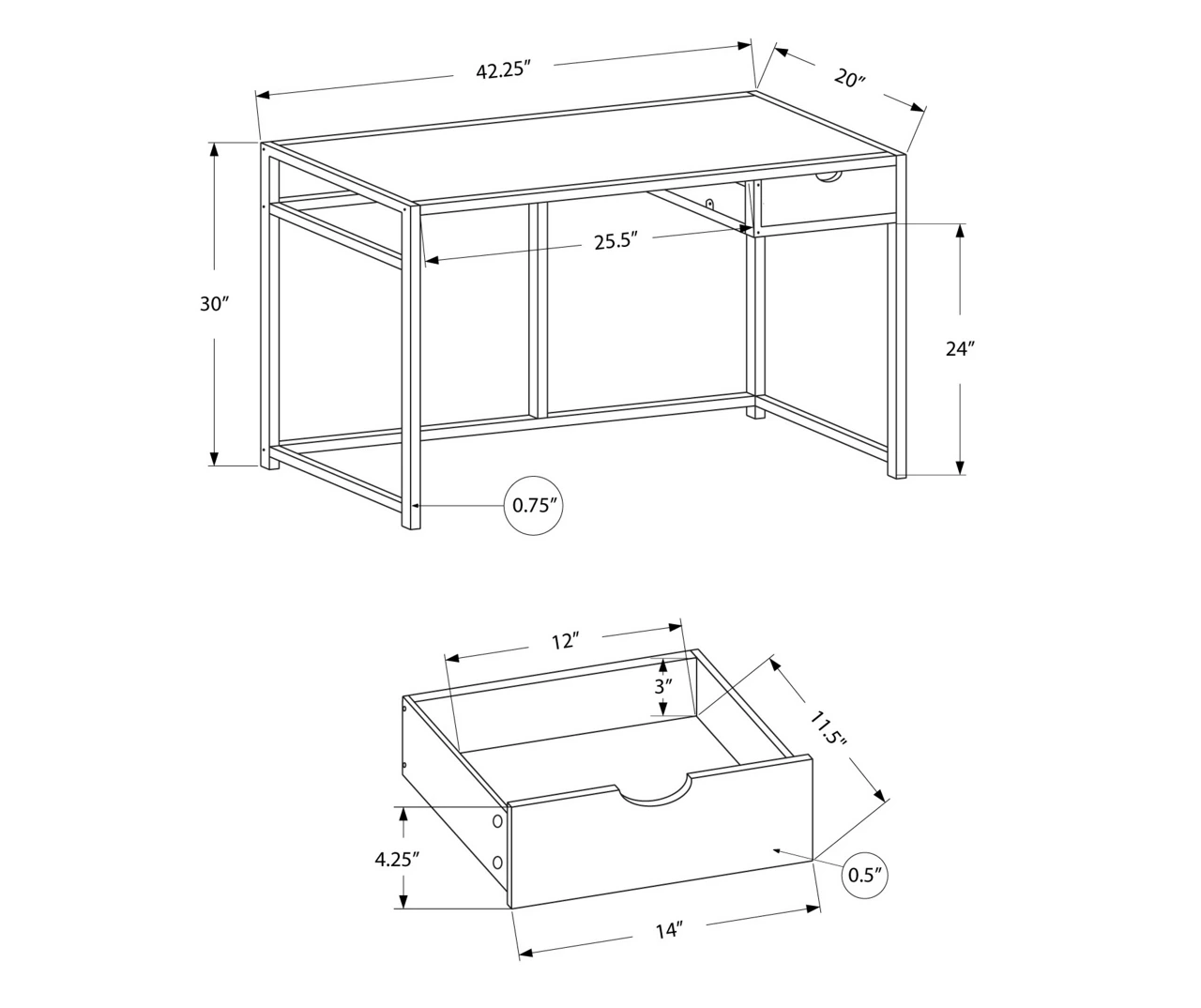 Monarch 42" Single Drawer Computer Desk 7 Monarch 42" Single Drawer Computer Desk - Image 7