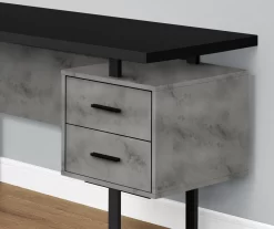 Faux Concrete & Black 3-Drawer L-Shaped Corner Desk -Home Style Shop 810527375 3