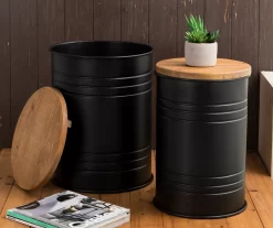 Farmhouse Barrel Storage Stools, 2-Pack -Home Style Shop 810528258 12