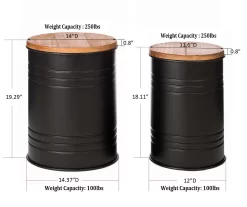 Farmhouse Barrel Storage Stools, 2-Pack -Home Style Shop 810528258 13