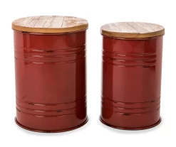 Farmhouse Barrel Storage Stools, 2-Pack -Home Style Shop 810528259 1