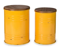 Farmhouse Barrel Storage Stools, 2-Pack -Home Style Shop 810528271 1