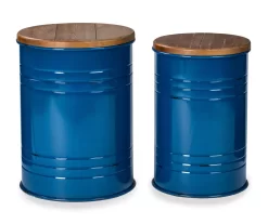 Farmhouse Barrel Storage Stools, 2-Pack -Home Style Shop 810528272 1