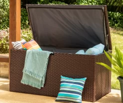 Brown 140-Gallon All-Weather Wicker Storage Deck Box -Home Style Shop 810530854 A0 2