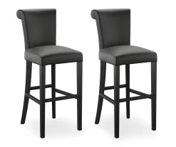 30" Black Faux Brushed Leather Bar Stools, 2-Pack -Home Style Shop 810535738 1