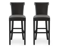 30" Black Faux Brushed Leather Bar Stools, 2-Pack -Home Style Shop 810535738 4