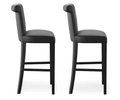 30" Black Faux Brushed Leather Bar Stools, 2-Pack -Home Style Shop 810535738 5