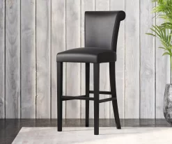 30" Black Faux Brushed Leather Bar Stools, 2-Pack -Home Style Shop 810535738 9