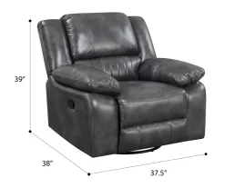 Paulson Gray Faux Leather Swivel Gliding Recliner -Home Style Shop 810535759 2