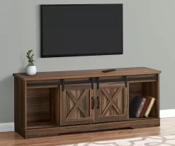 60" Reclaimed Brown Wood Look Sliding Barn Door TV Stand -Home Style Shop 810535764 1