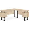 Natural Wood Look 3-Drawer L-Shaped Corner Comptuer Desk