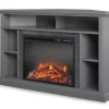 Flaxton Graphite Gray Electric Corner Fireplace Console