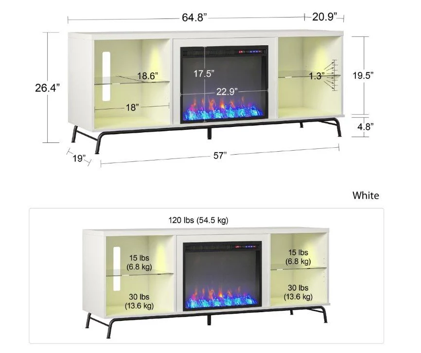 Newland White Electric Fireplace Console 6 Newland White Electric Fireplace Console - Image 6