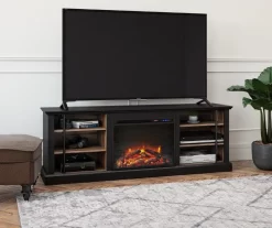 70" Fowler Black Electric Fireplace Console -Home Style Shop 810538243 1