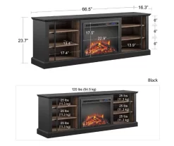 70" Fowler Black Electric Fireplace Console -Home Style Shop 810538243 5