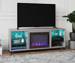 70" Intrepid Light Walnut Deluxe Electric Fireplace Console -Home Style Shop 810538245 1