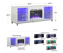 70" Intrepid Light Walnut Deluxe Electric Fireplace Console -Home Style Shop 810538245 5