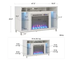 48" Intrepid White Electric Fireplace Console -Home Style Shop 810538247 6