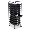 Black Metal 10-Drawer Rolling Storage Cart