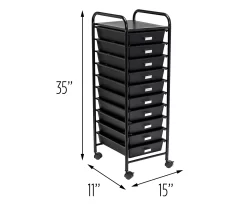 Black Metal 10-Drawer Rolling Storage Cart -Home Style Shop 810539916 5