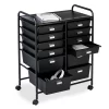 Black Metal 12-Drawer Rolling Storage Cart